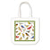 Large Tote, Wildbirds: White canvas bag adorned with assorted bird illustrations, featuring cardinals, bluebirds, and more, framed by a green border. Ideal for everyday use.