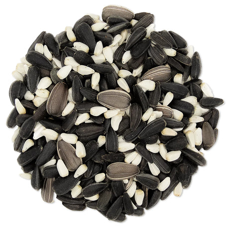Duncraft Cardinal Blend Wild Bird Seed, 5-lb bag, featuring a nutritious mix of black and white seeds, ideal for attracting cardinals and grosbeaks.