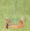 Duncraft Eco-Strong Hanging Haven Platform Feeder with green wire mesh, birds perched and feeding, features side cutouts, hanging chain, and eco-friendly recycled plastic wood.
