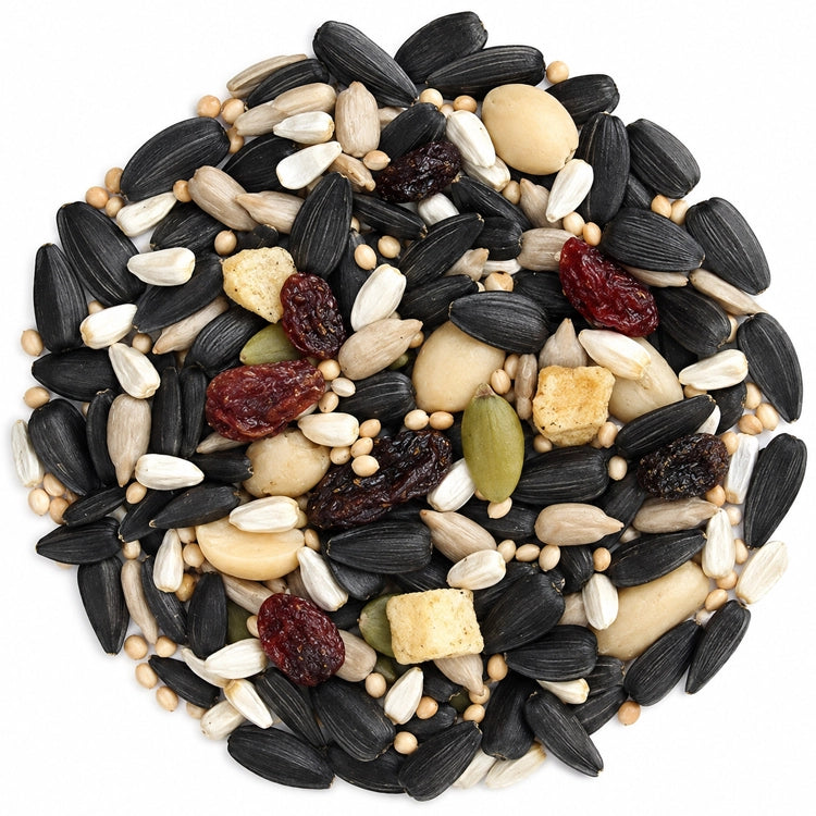 Duncraft High Energy Blend Wild Bird Seed, 5-lb bag, featuring a mix of nuts, seeds, and fruits for attracting various bird species.