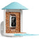 Birdfy Blue Bird Feeder 1 with Camera, featuring a wall-mounted design, teal umbrella roof, and integrated camera for live-streaming birds via Birdfy app.