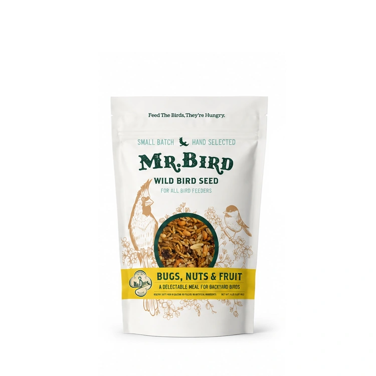 Mr. Bird Bugs, Nuts & Fruit wild bird seed, 8 lb resealable bag