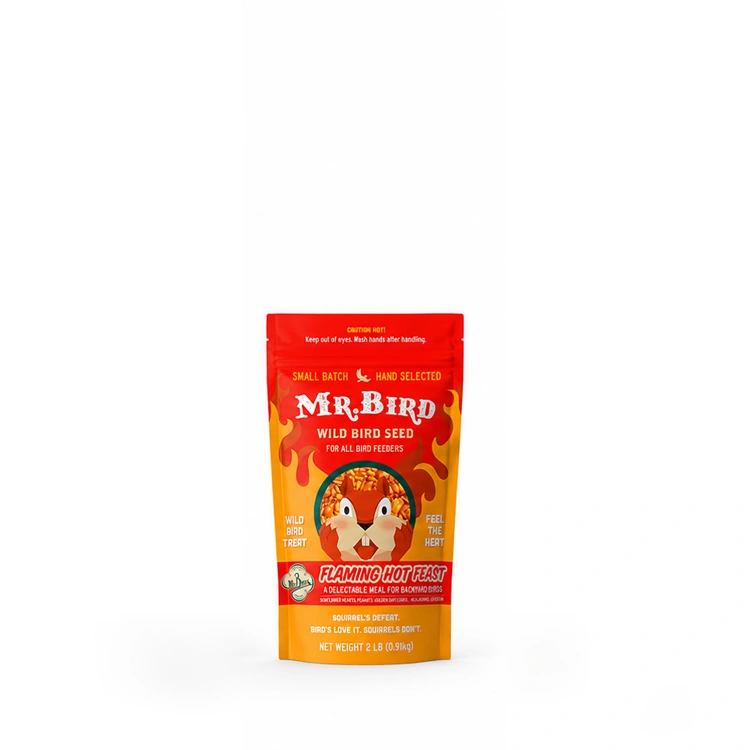 Mr. Bird Flaming Hot Feast wild bird seed, 2 lb resealable bag