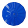 14 All Weather Guard, Blue: Glossy blue metal disc with scalloped edges, central brass knob, and mounting hole, designed to protect small feeders from weather elements.