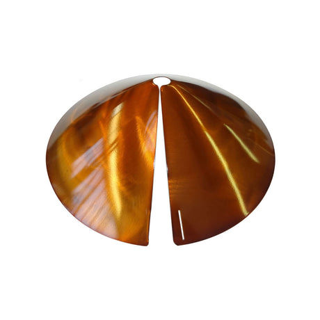 17 Cone Squirrel Baffle, Copper, close-up showing its metal construction and wraparound cone design for poles, enhancing bird feeder protection against squirrels.